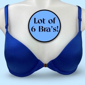 6-PACK Mae Womens 32A Front Closure Convertible Bra Blue Lace Wholesale Lot NEW